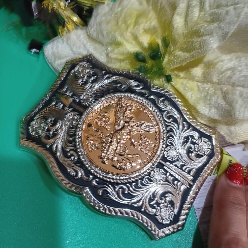 Centenario Belt Buckle Western Rodeo Silver Black Rosetone Cowboy Buckle
